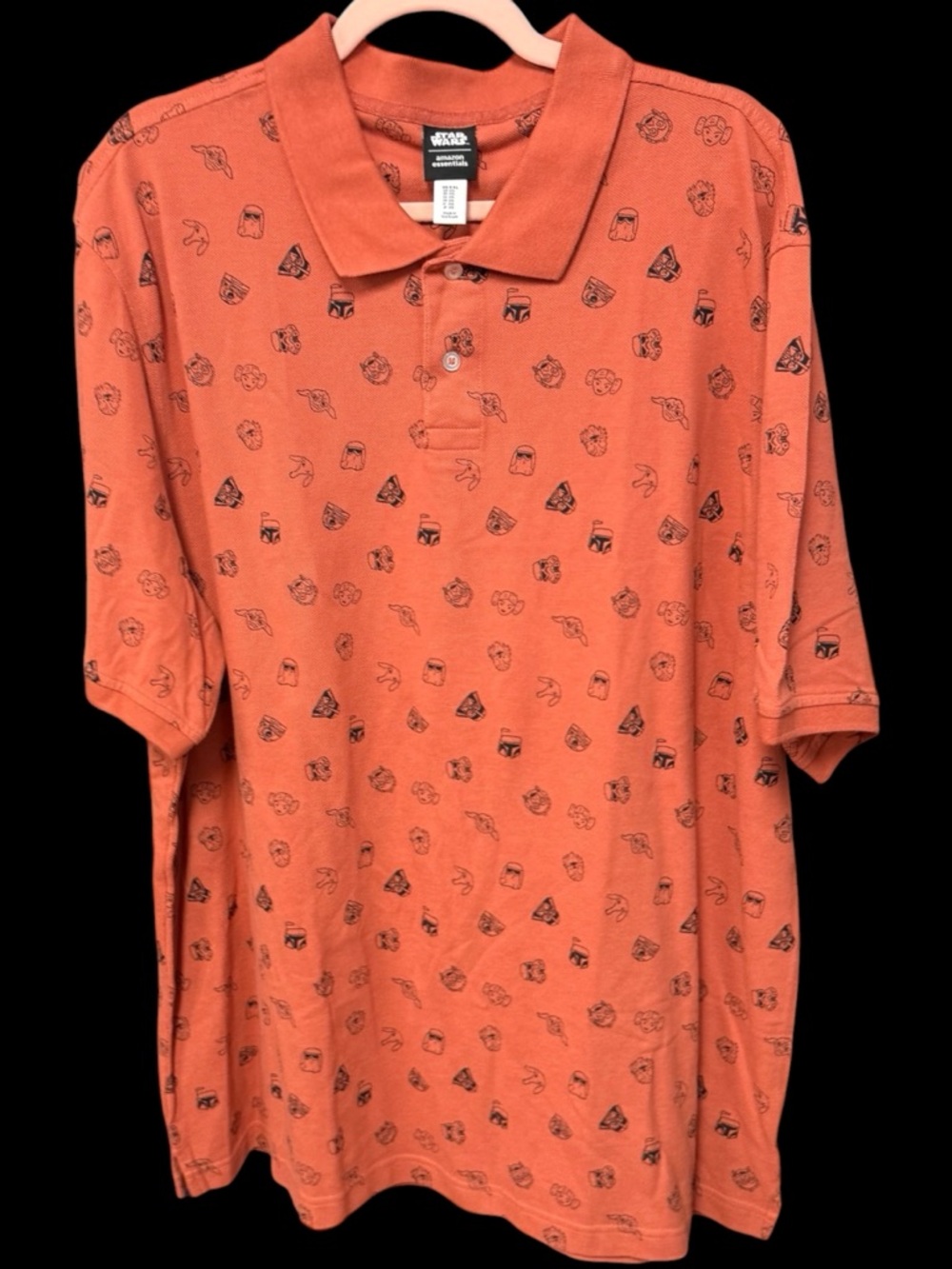 Star Wars men’s polo shirt clay orange black short sleeves 100% cotton new